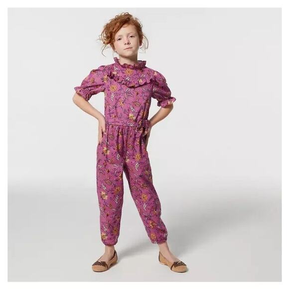 Janie and Jack Other - Girls' Janie and Jack Floral Ruffle Neck Cotton Jumpsuit Size 12 Garden Party